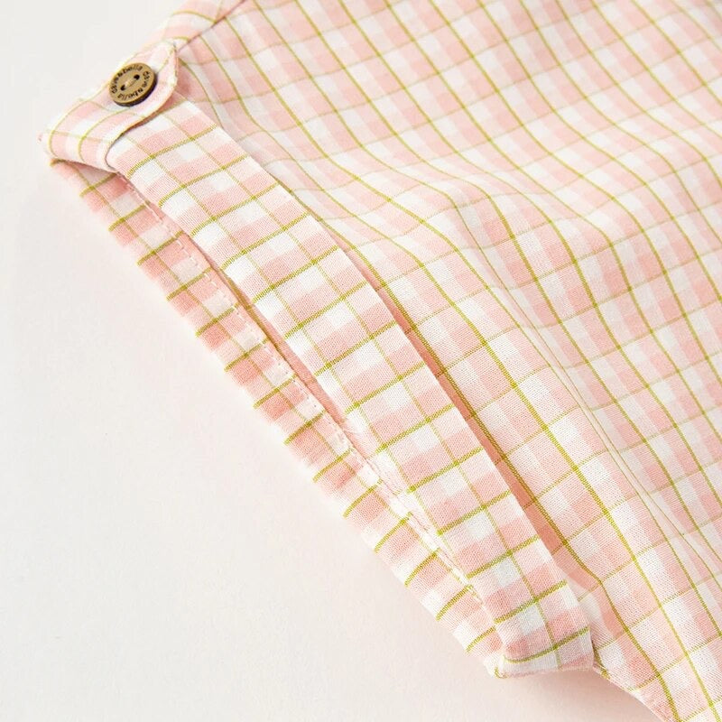 dave&bella デイブベラ ボウタイ付きノーカラーチェックシャツ&ハーフパンツセット DB2233940