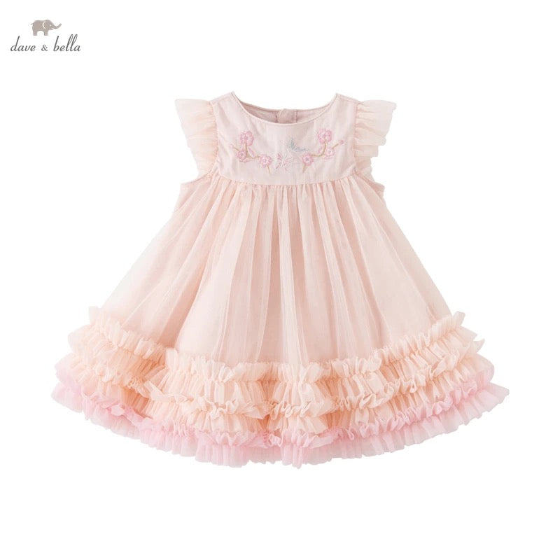 dave&bella Dave Bella Flower embroidery hem ruffle design dress DB2235626 90cm