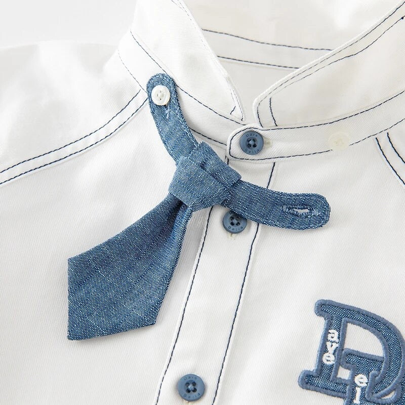 dave&bella デイブベラ ネクタイ付きロゴシャツ&ストレッチデニムパンツセット 90cm