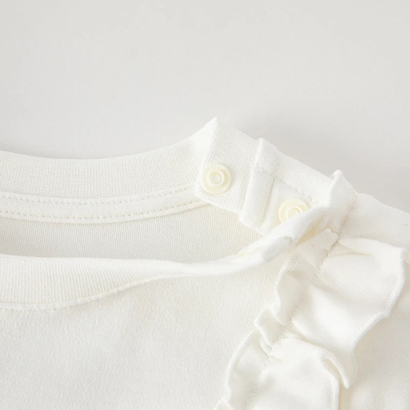 dave&bella Dave Bella Rabbit Illustration Shoulder Ruffle Long T-shirt DB3236095