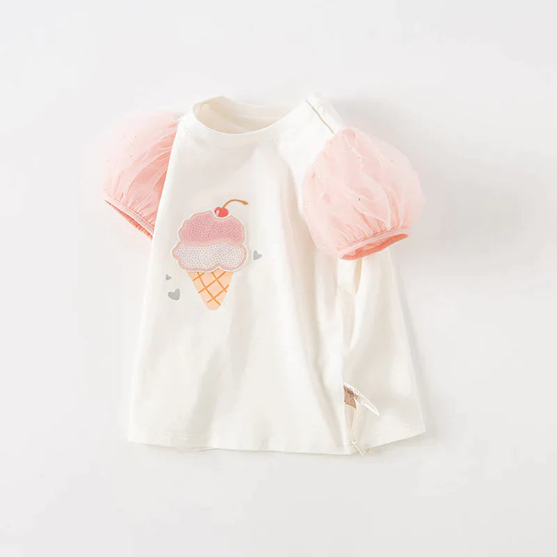 dave&bella Dave Bella Ice Cream Design Tulle Sleeve Tops DB2234079