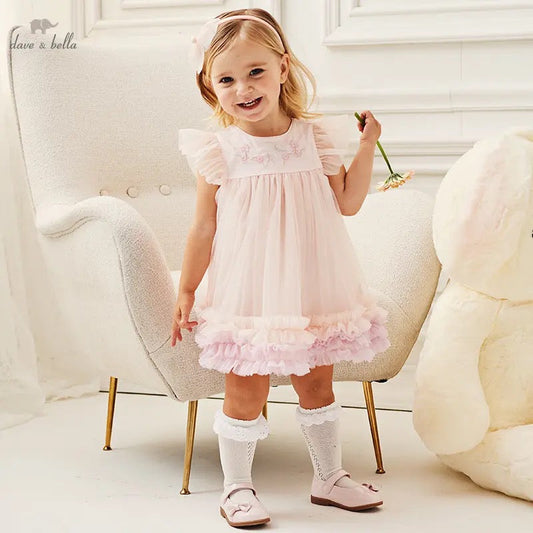 dave&bella Dave Bella Flower embroidery hem ruffle design dress DB2235626 90cm