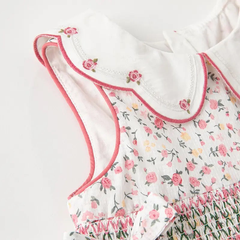 【73cm last 1】dave&bella デイブベラ ピンクフローラルスモッキングワンピース DB2234639