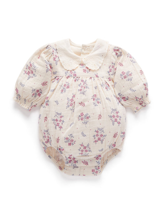 【1 last one】Purebaby ピュアベビー CRINKLE COTTON BODYSUIT PN1012W23