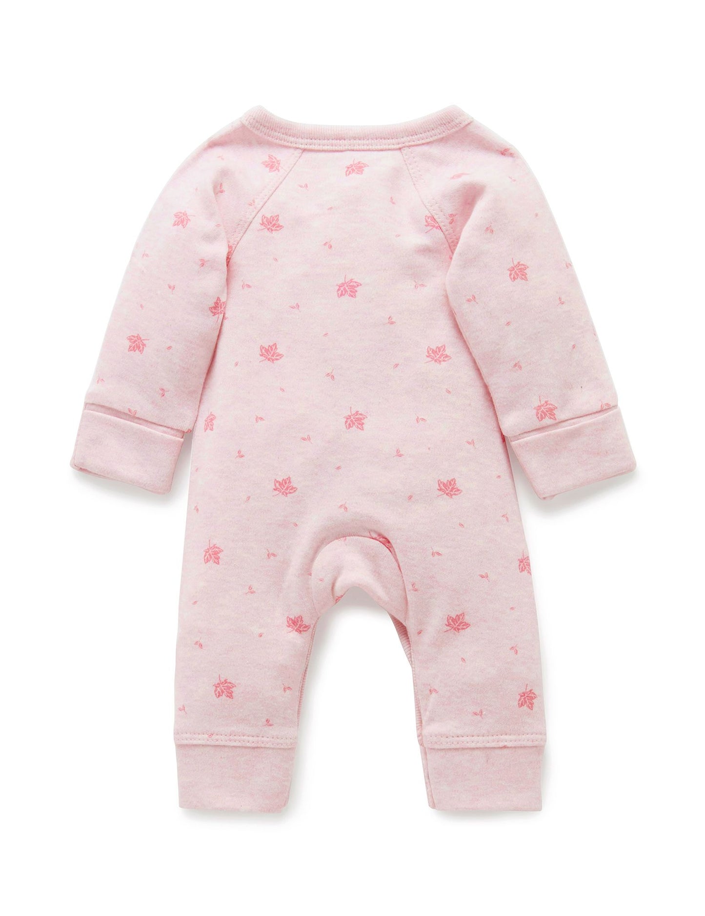 Purebaby ピュアベビー PREMI CROSSOVER LS GROWSUIT pale pink leaf PR1001ES
