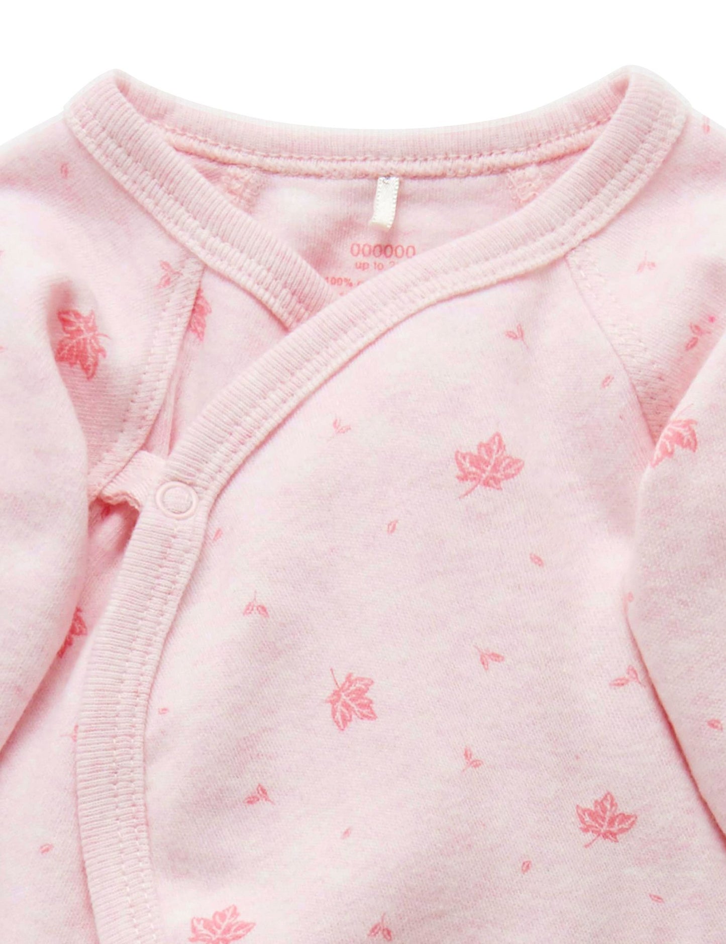 Purebaby ピュアベビー PREMI CROSSOVER LS GROWSUIT pale pink leaf PR1001ES