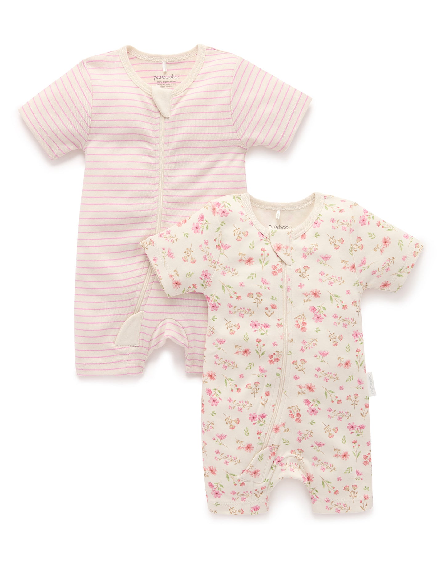 Purebaby ピュアベビー 2 PACK S/SLV DIGITAL GROWSUIT PNW1020NS