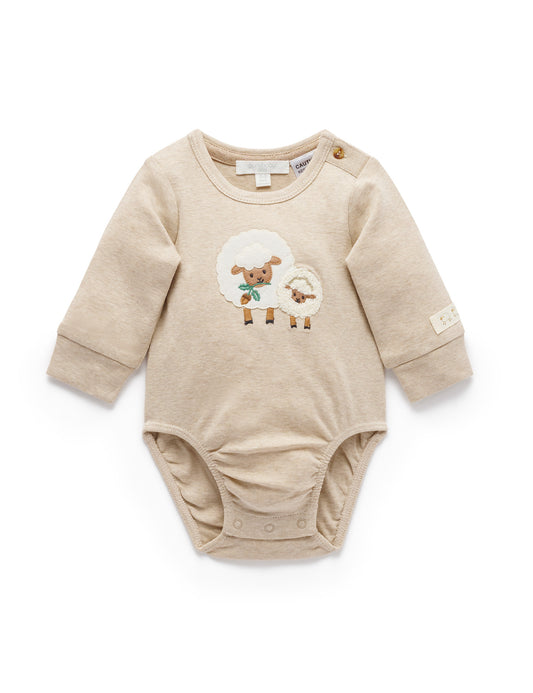 Purebaby ピュアベビー APPLIQUE BODYSUIT SHEEP PN1001W25