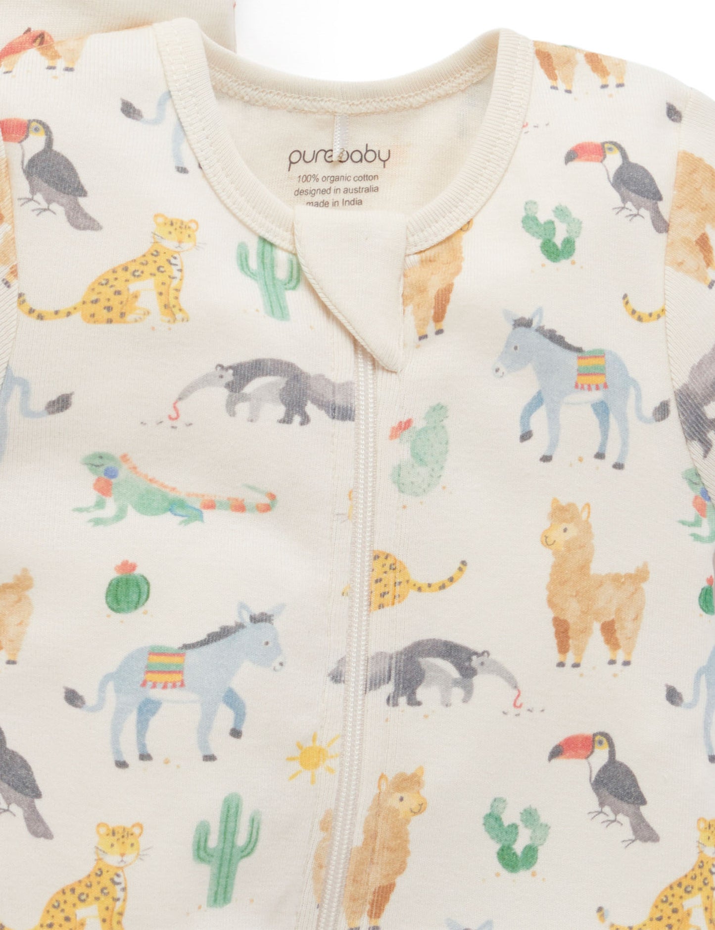 Purebaby ピュアベビー  2 PACK S/SLV DIGITAL GROWSUIT FIESTA HEADS PRINT PNW1022NS