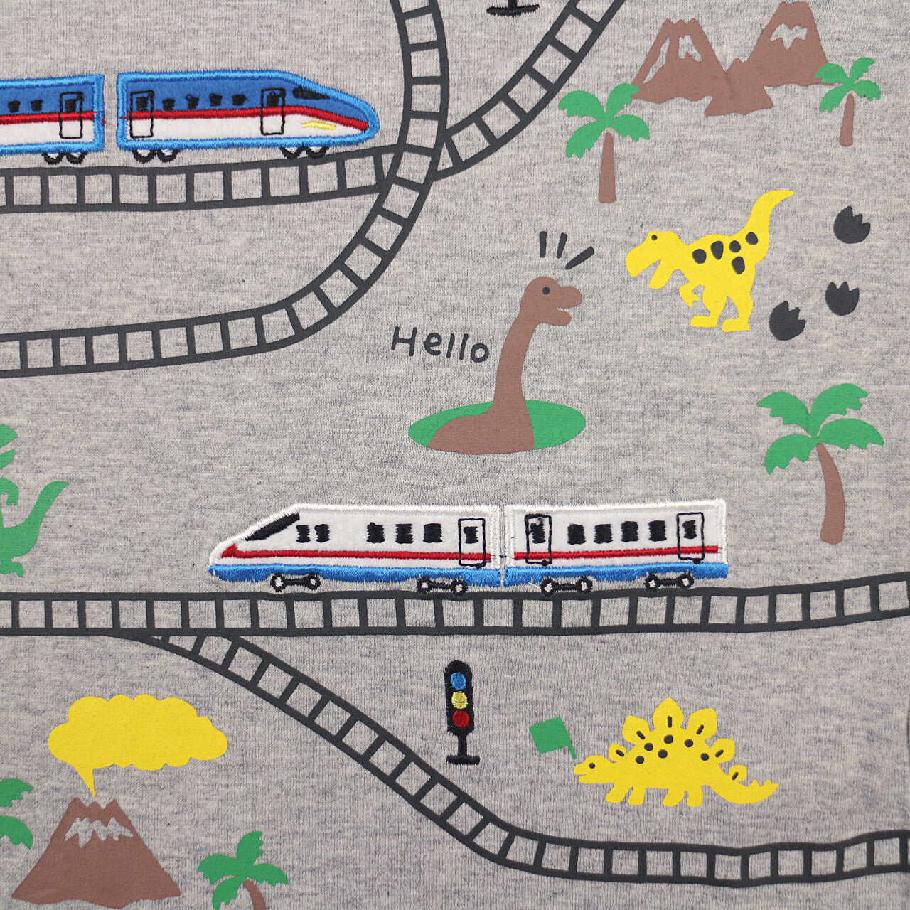 【bab chip】長袖Tシャツ 線路 恐竜 綿100%