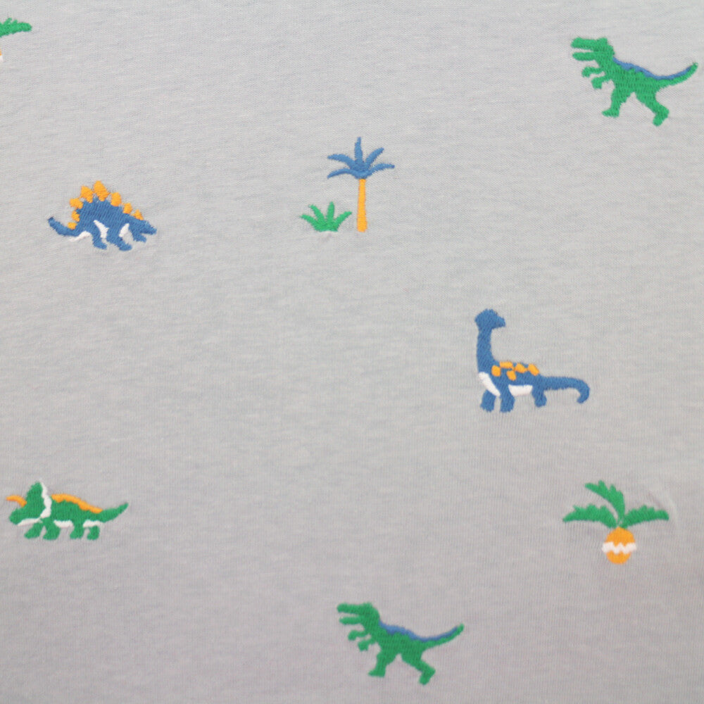 【bab chip】長袖Tシャツ 恐竜 総柄刺繍 綿100%
