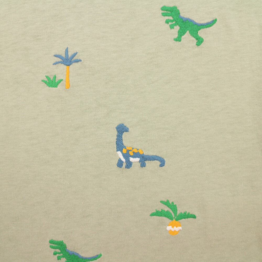 【bab chip】長袖Tシャツ 恐竜 総柄刺繍 綿100%