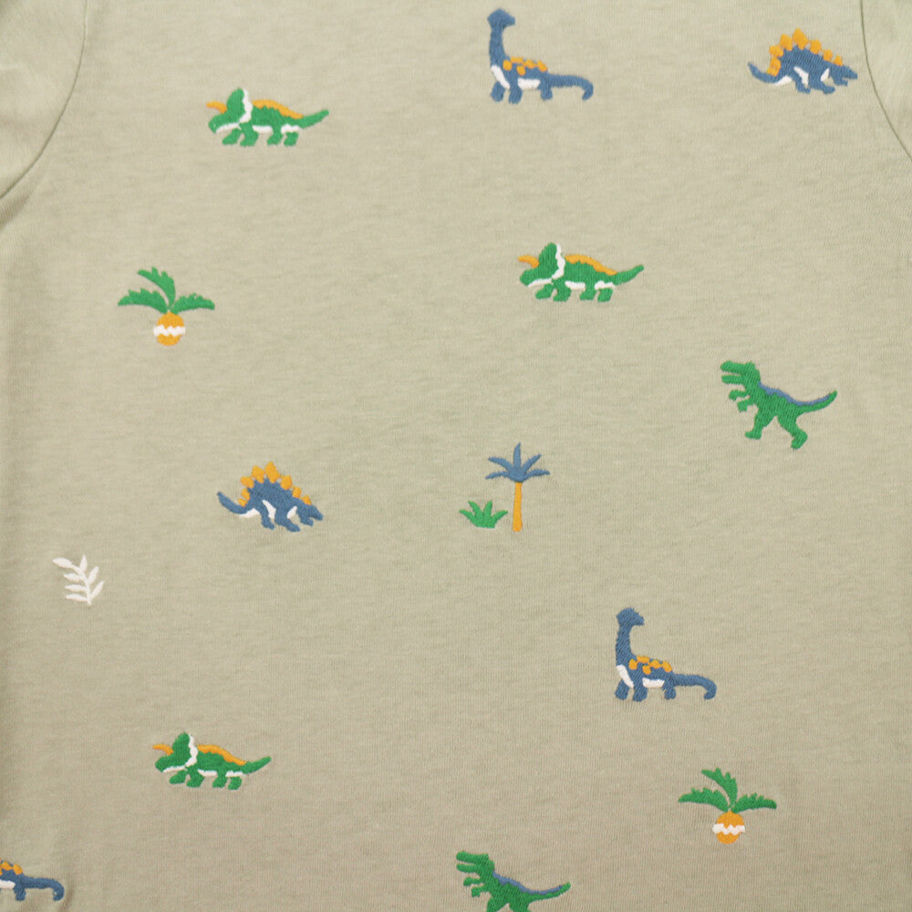 【bab chip】長袖Tシャツ 恐竜 総柄刺繍 綿100%