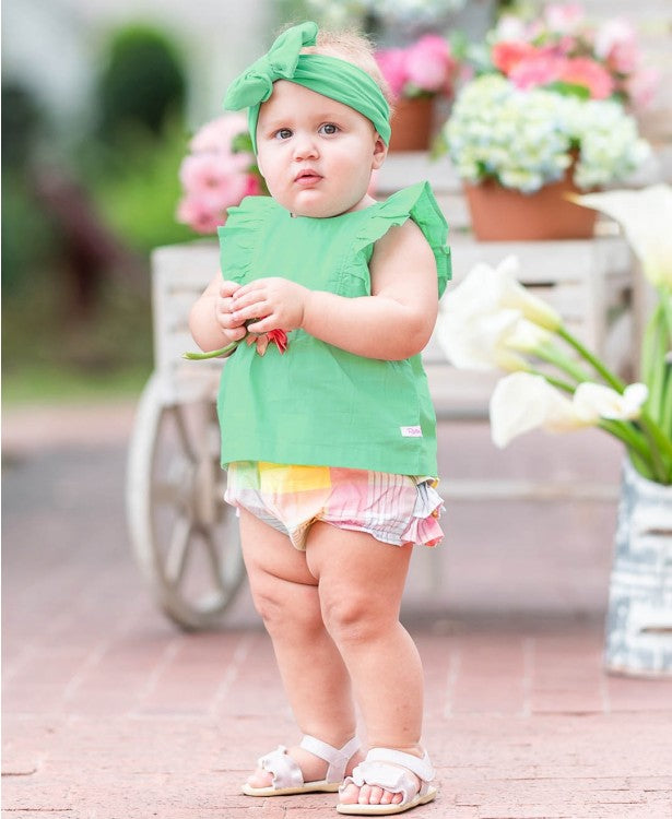 Ruffle Butts Cheerful Rainbow Plaid RuffleButts