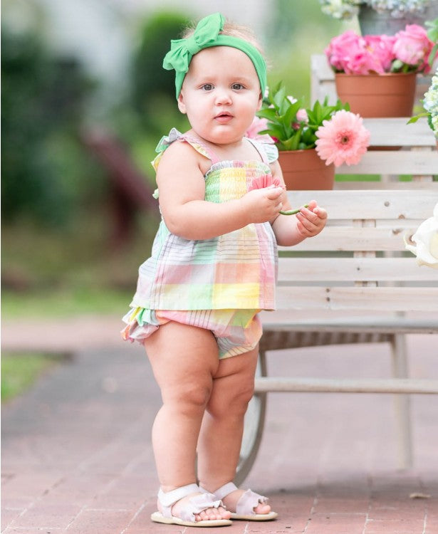 Ruffle Butts Cheerful Rainbow Plaid RuffleButts