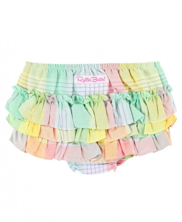 Ruffle Butts Cheerful Rainbow Plaid RuffleButts
