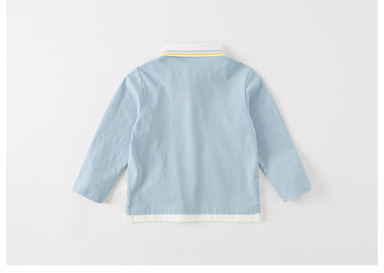 【90cm last one】dave&bella デイブベラ 刺繍ネクタイ付きライトブルートップス DB1230261