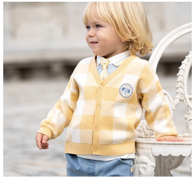 【90cm last one】dave&bella デイブベラ 刺繍ネクタイ付きライトブルートップス DB1230261