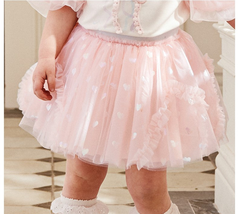 【80cm last 1】dave&bella デイブベラ ハートデザインピンクチュールスカート DB1233928