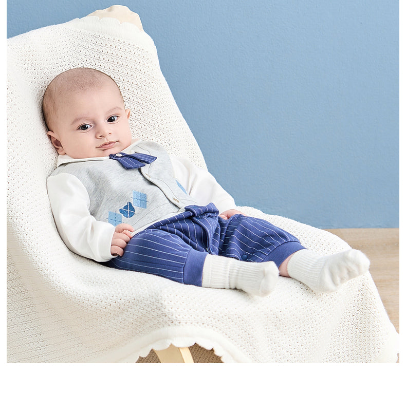 dave&bella デイブベラ くまさんアーガイルデザインおめかしロンパース DB1233965 66cm