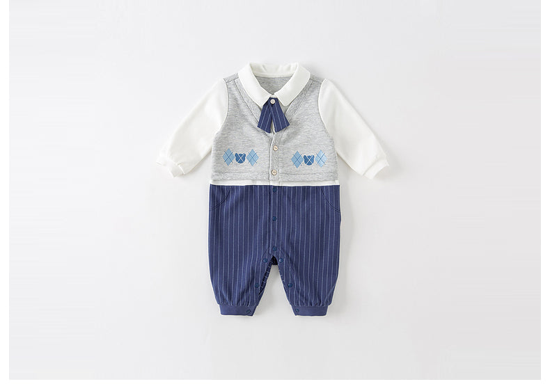 dave&bella デイブベラ くまさんアーガイルデザインおめかしロンパース DB1233965 66cm