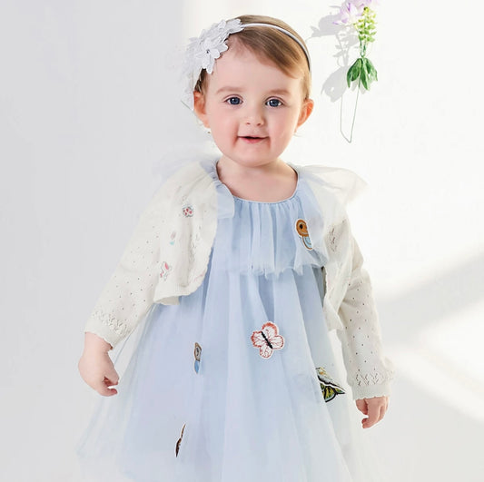 dave&bella flower & butterfly embroidery cardigan DB2222190 110cm