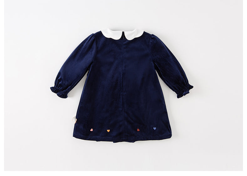 dave&bella デイブベラ カラフルハート刺繍ベロアワンピース DB3224000