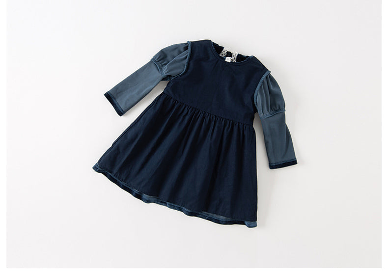 dave&bella デイブベラ カラフルハート刺繍ベロアワンピース DB3224000