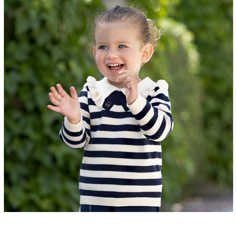 dave&bella Dave Bella Ruffle Collar Border Knit DB4223620 100cm