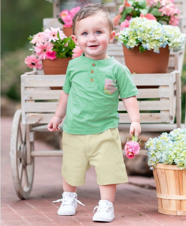 Rugged Butts Dusty Jade Pocket Henley Tee