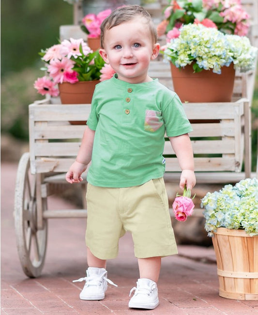 Rugged Butts Dusty Jade Pocket Henley Tee