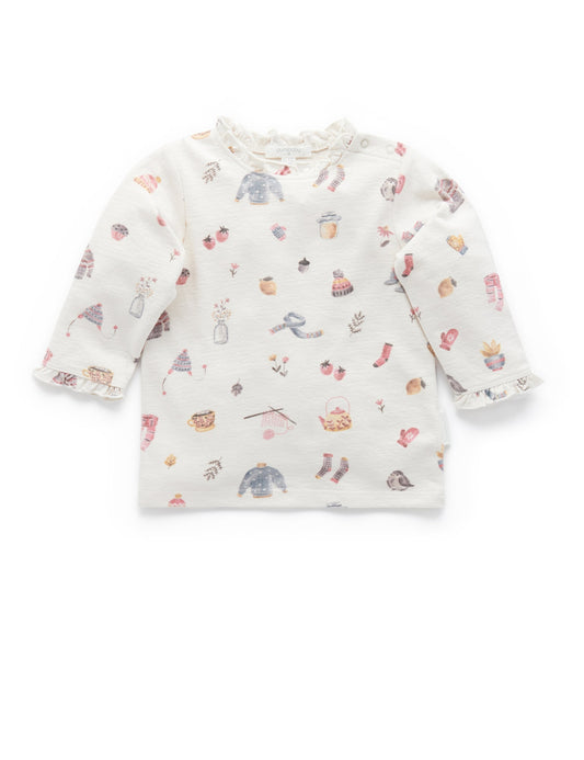【2 last one】Purebaby ピュアベビー Thicker Layering Top Cosy Things Print PB2043W22