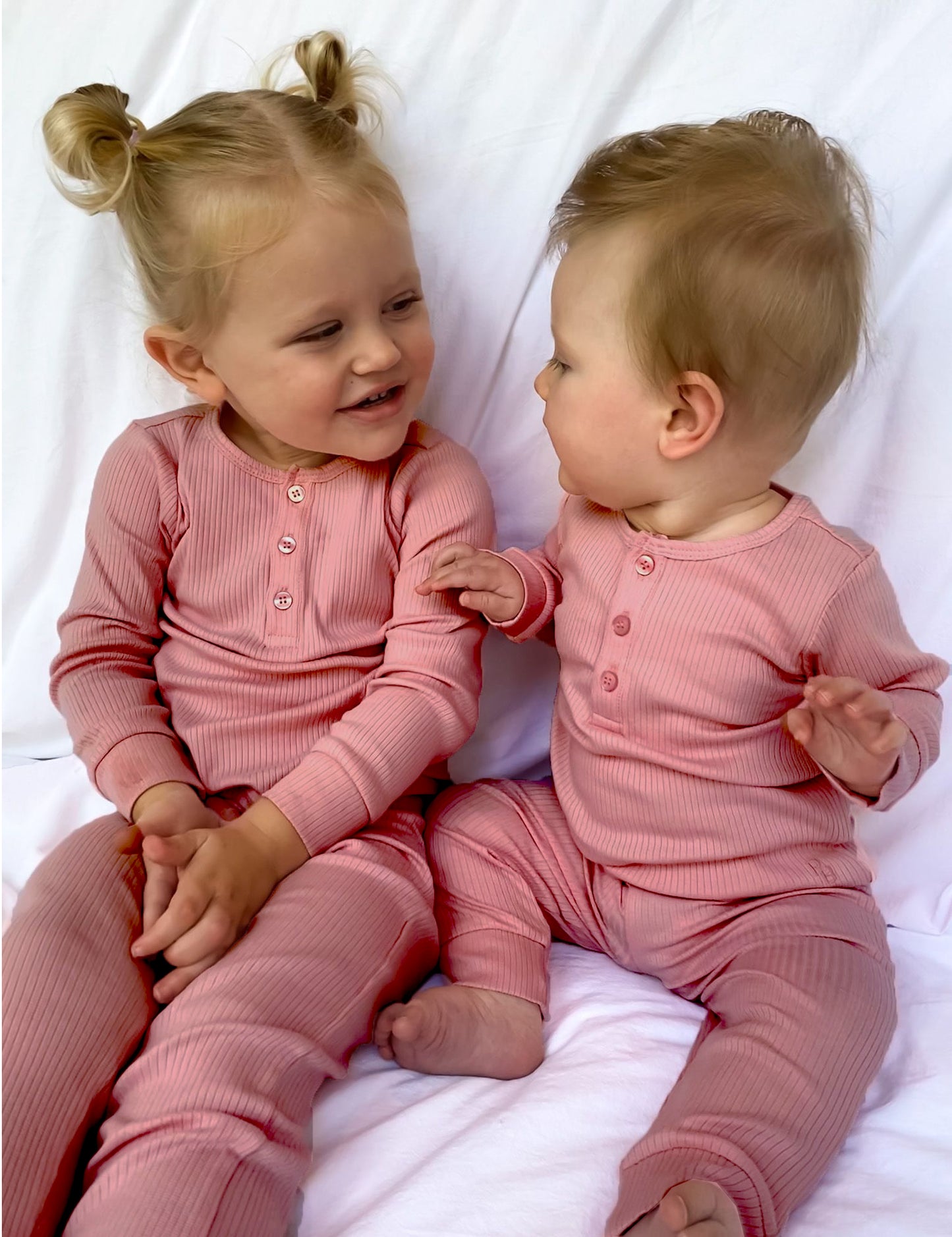 purebaby Purebaby Rib L/Slv Henley Tee Crab Apple PBN1000NS