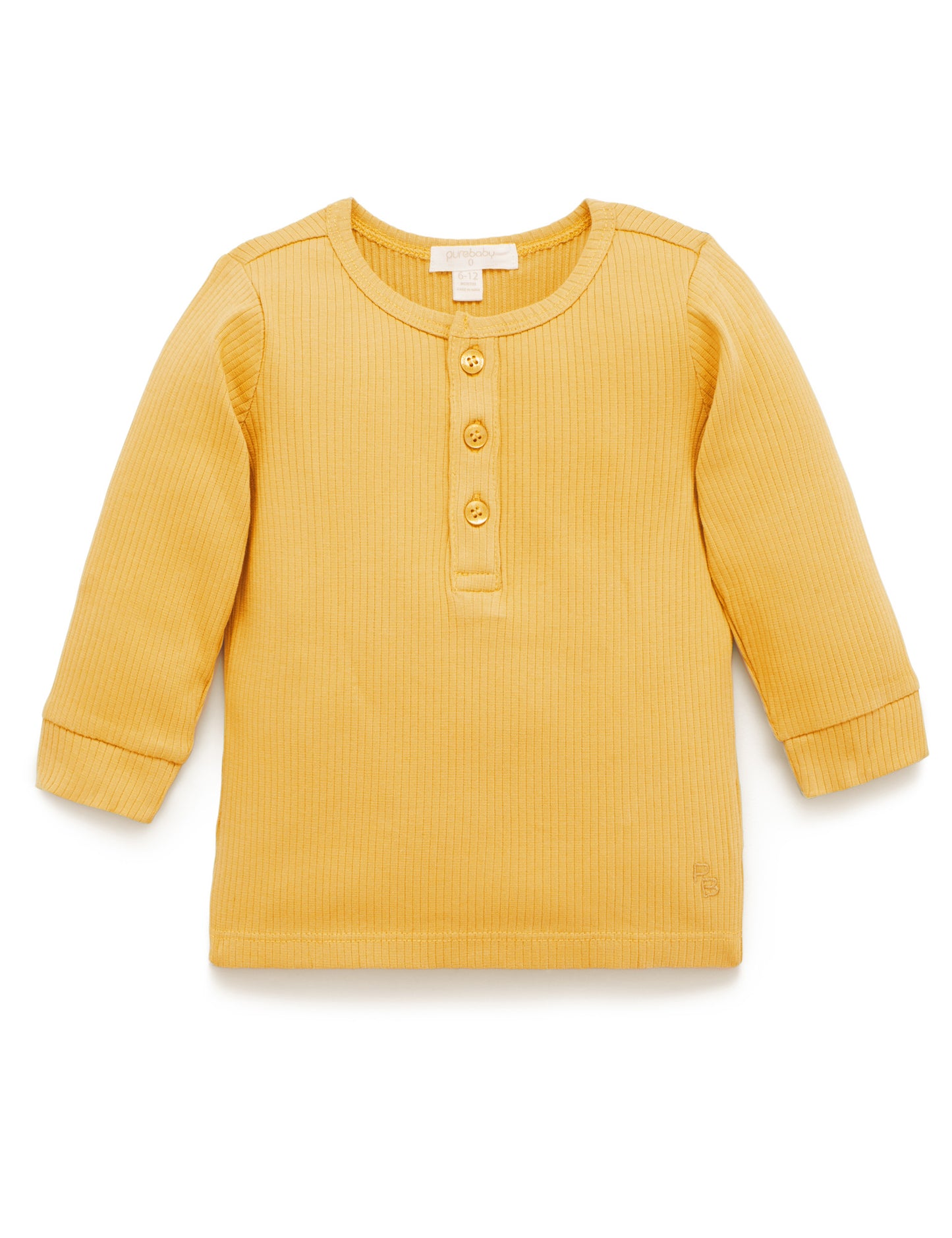 purebaby Pure Baby Rib L/Slv Henley Tee Golden PBN1000NS