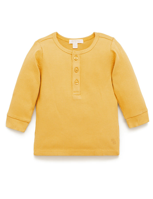 purebaby ピュアベビー Rib L/Slv Henley Tee  Golden PBN1000NS