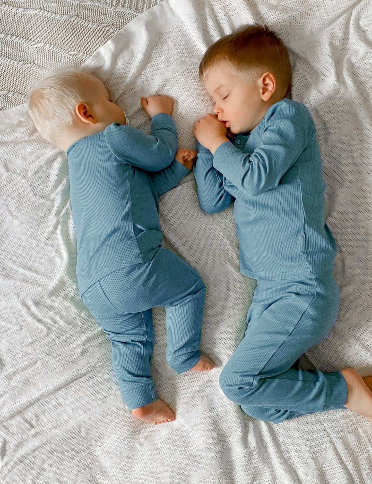 purebaby Pure Baby Rib L/Slv Henley Tee Lake PBN1000NS