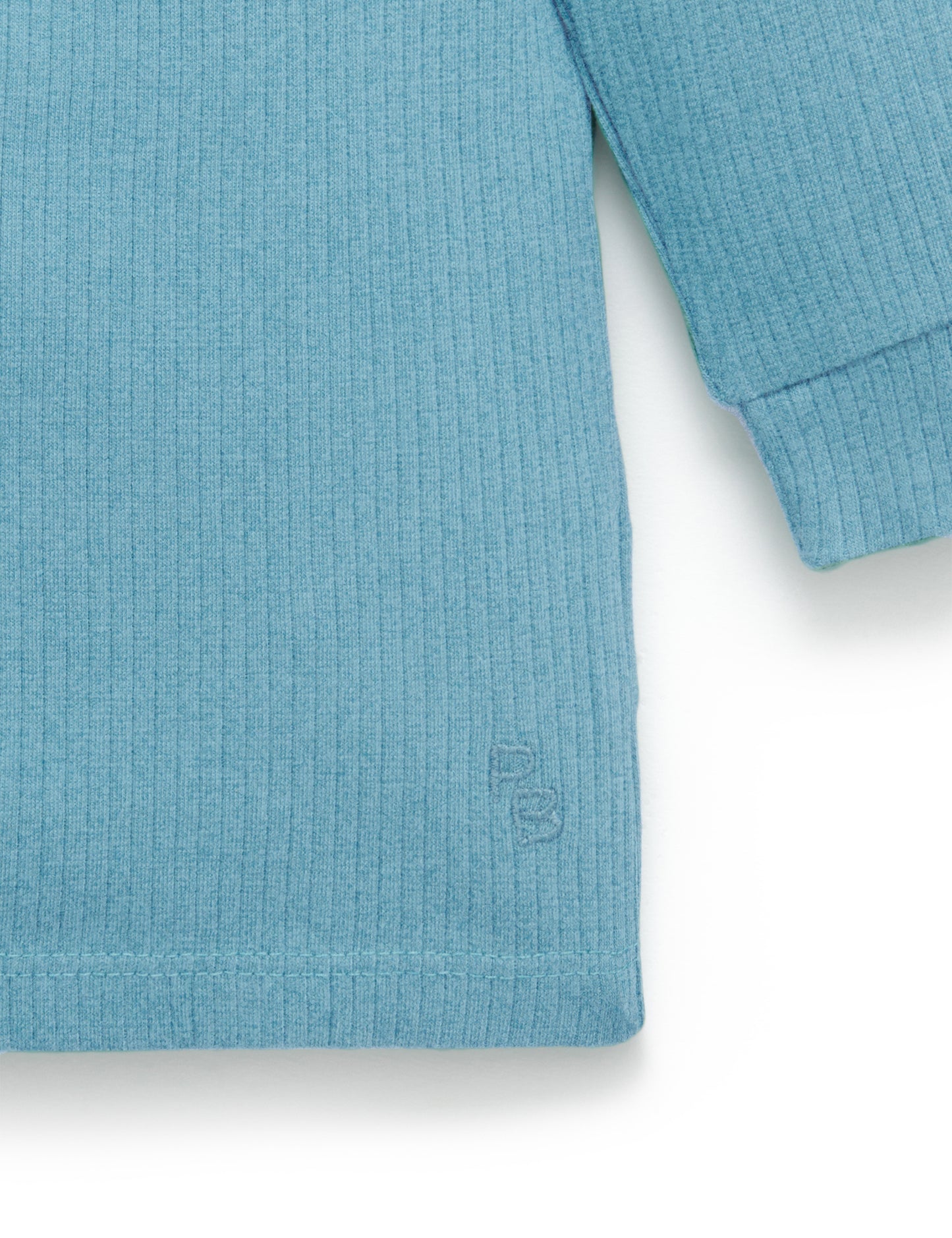 purebaby Pure Baby Rib L/Slv Henley Tee Lake PBN1000NS