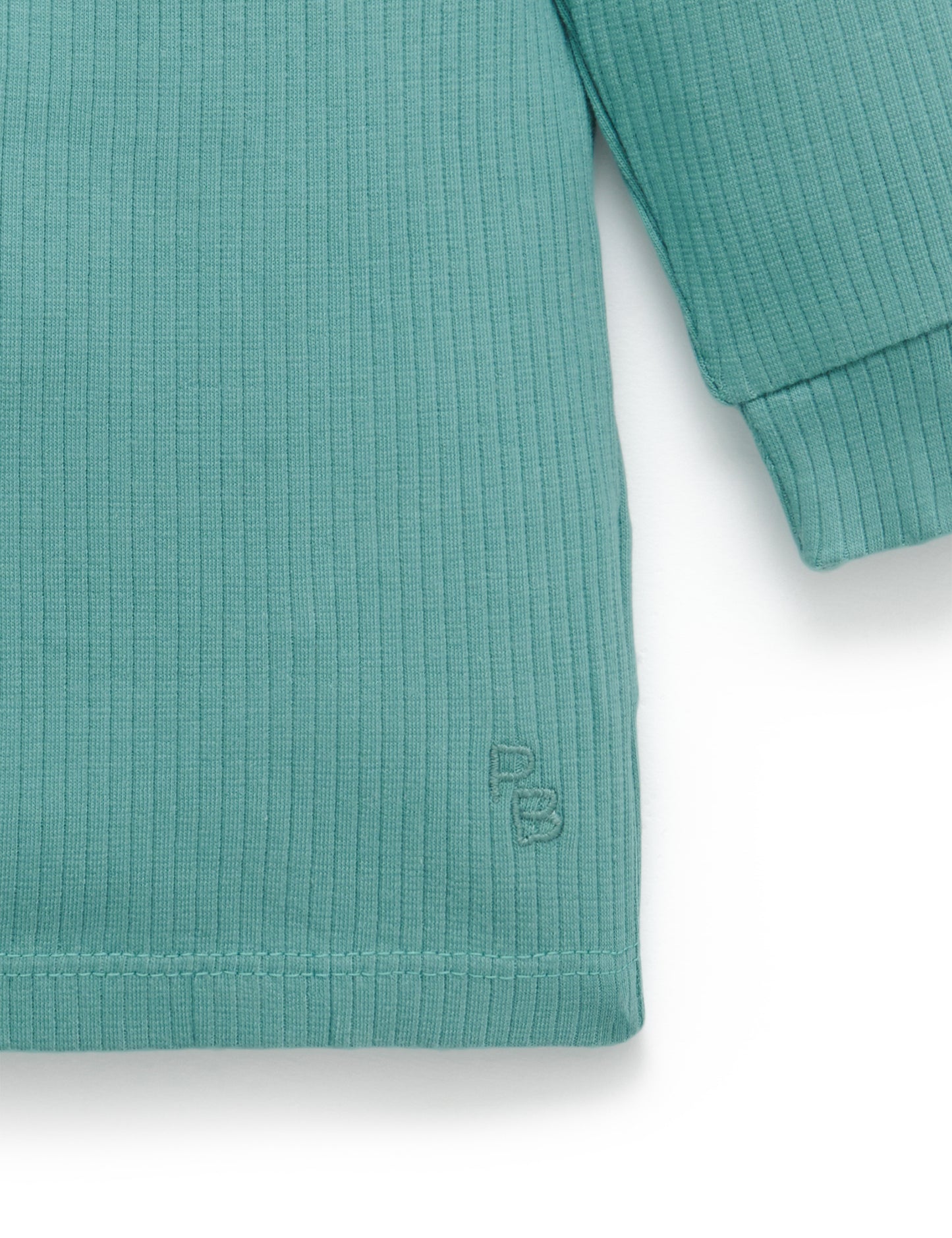 purebaby Pure Baby Rib L/Slv Henley Tee Moss Green PBN1000NS