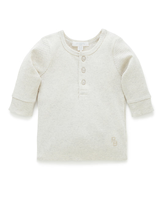 purebaby ピュアベビー Rib L/Slv Henley Tee  Wheat PBN1000NS
