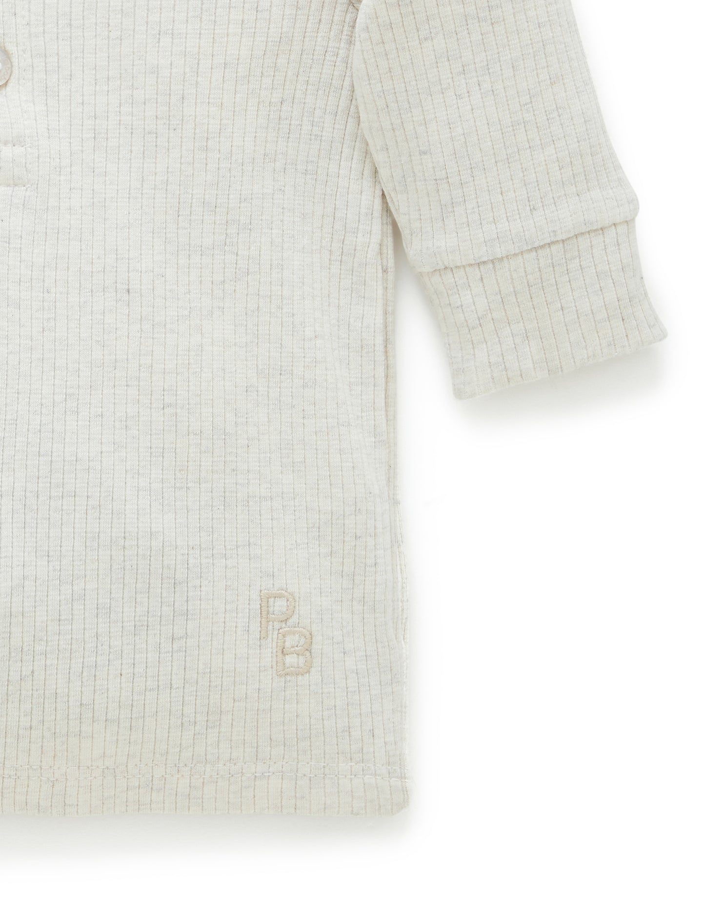 purebaby Purebaby Rib L/Slv Henley Tee Wheat PBN1000NS