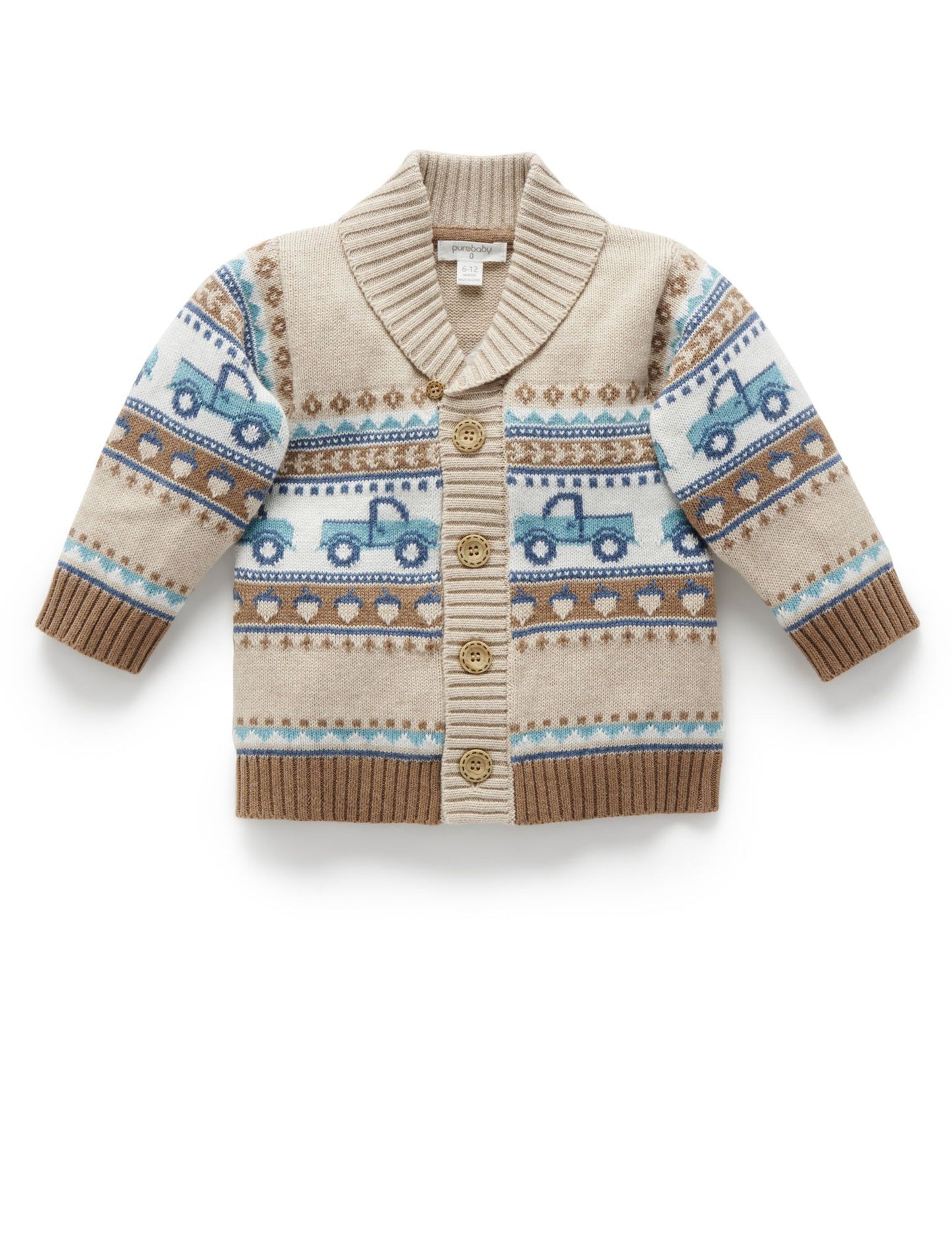 purebaby Purebaby Truck Cardigan PD1000W22