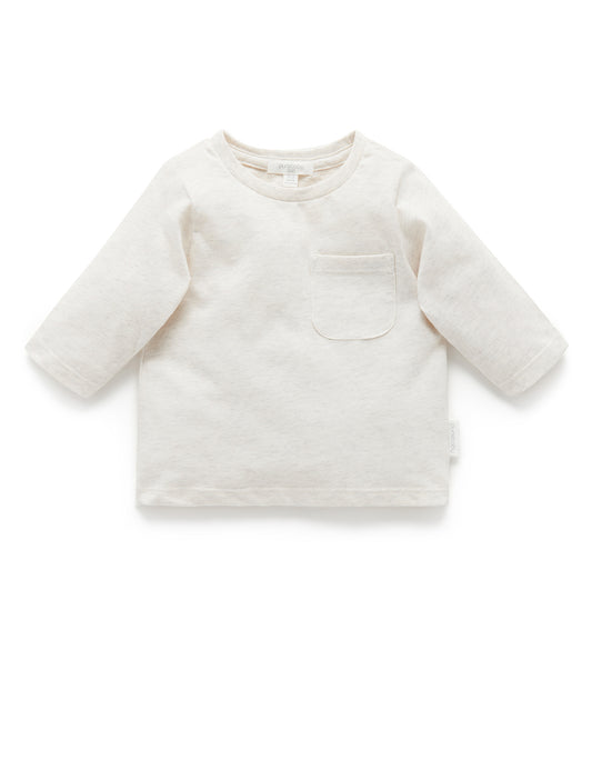 Purebaby ピュアベビー Basic L/slv Tee Oat Melange  PD1003W22