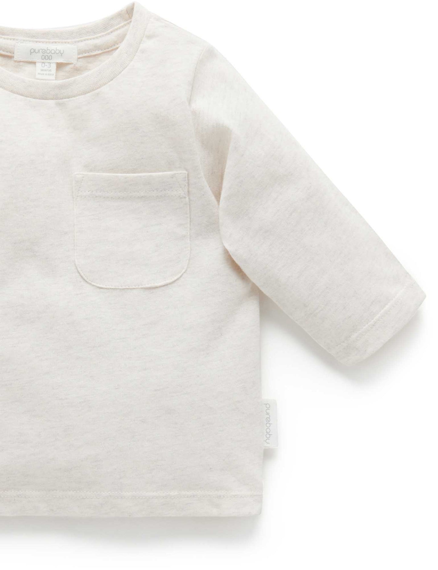 Purebaby Purebaby Basic L/slv Tee Oat Melange PD1003W22