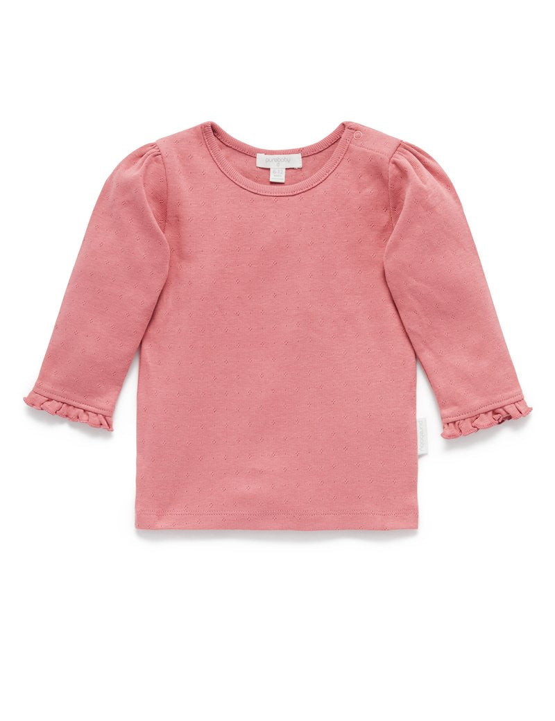 purebaby ピュアベビー Pointelle Rib Layering Top