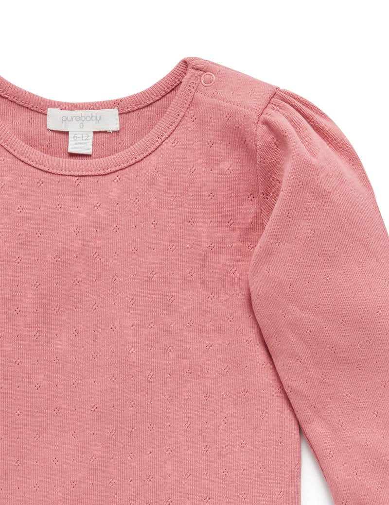 purebaby ピュアベビー Pointelle Rib Layering Top