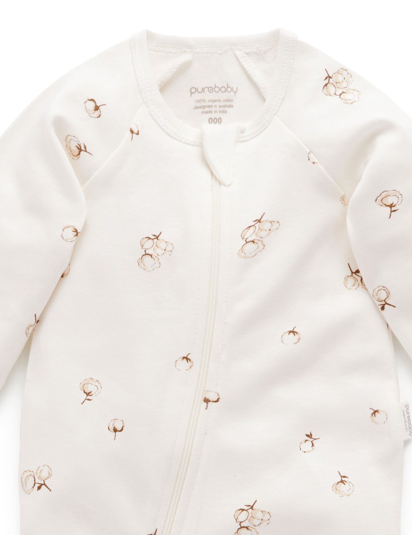 Purebaby Purebaby Zip Grpwsuit Vanilla Cottenbud PE1001ES