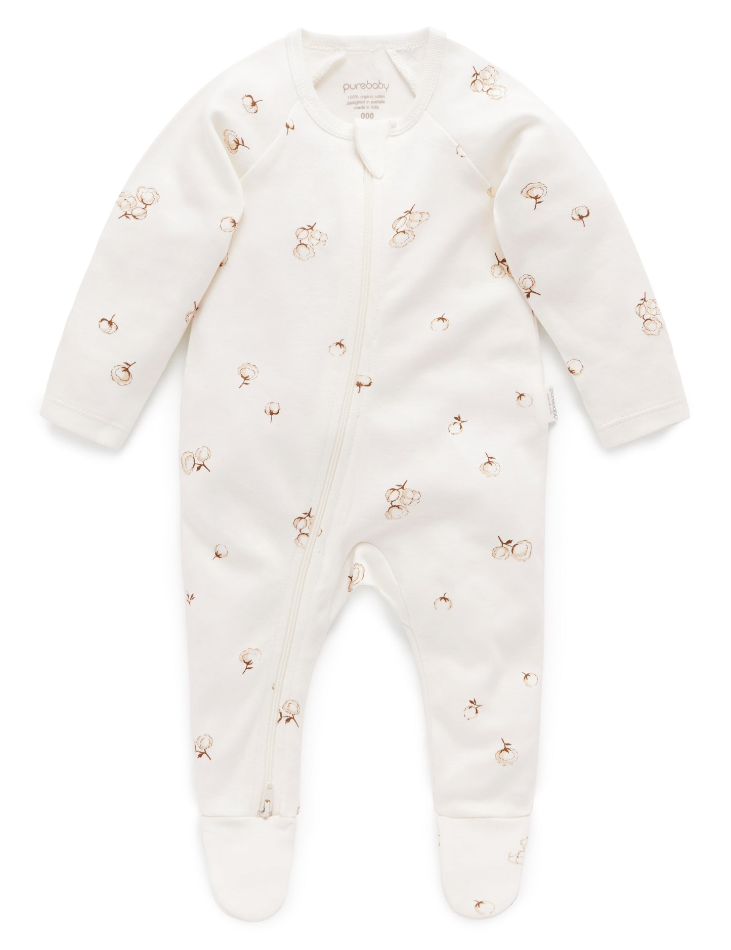 Purebaby Purebaby Zip Grpwsuit Vanilla Cottenbud PE1001ES