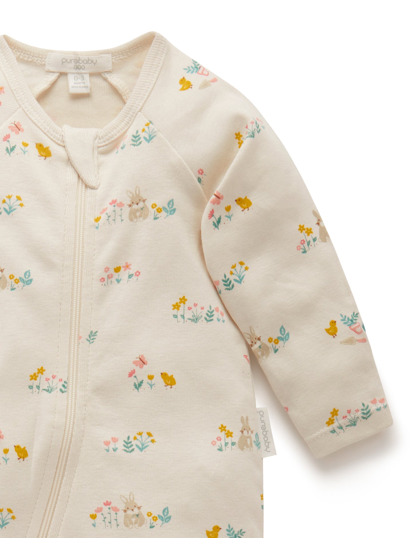 Purebaby Purebaby Printed Zip Growsuit Flower Patch Print PN1001S21