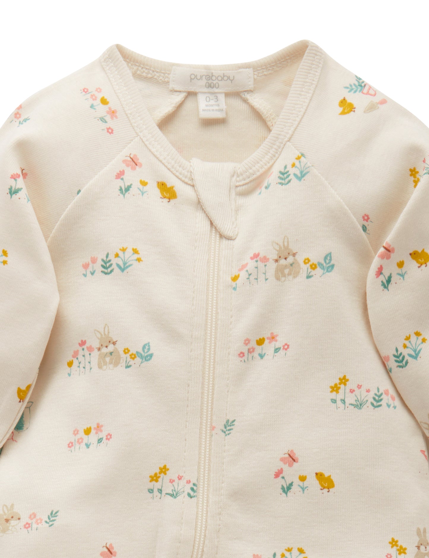 Purebaby Purebaby Printed Zip Growsuit Flower Patch Print PN1001S21