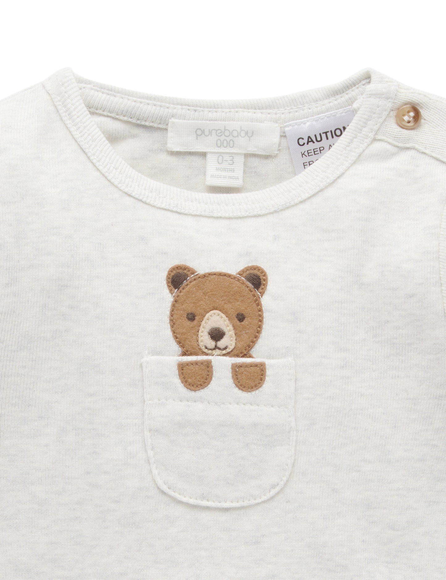 purebaby Purebaby Peekaboo Bodysuit Cloud Melange